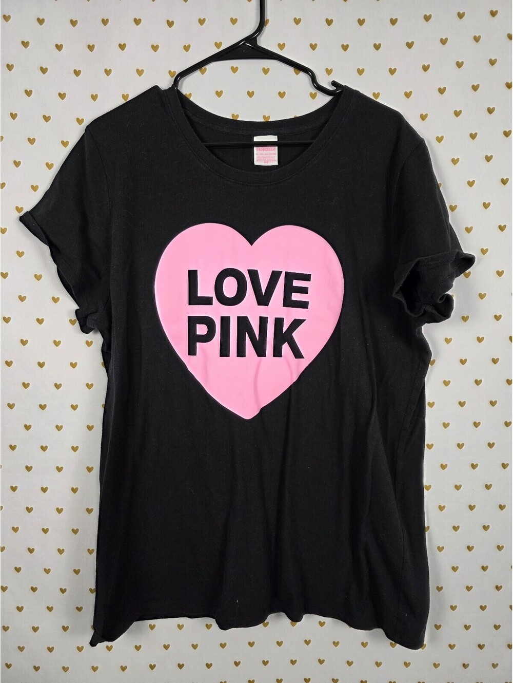 Victorias Secret PINK Campus Originals HEART Tee shirt 2XL XXL